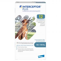 Interceptor Plus For Dogs 50-100 lbs 12 MONTH