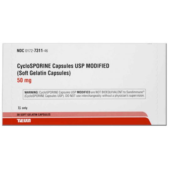Cyclosporine Modified 50mg 30 Capsules