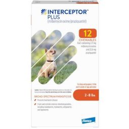 Interceptor Plus For Dogs 2-8 lbs 12 MONTH